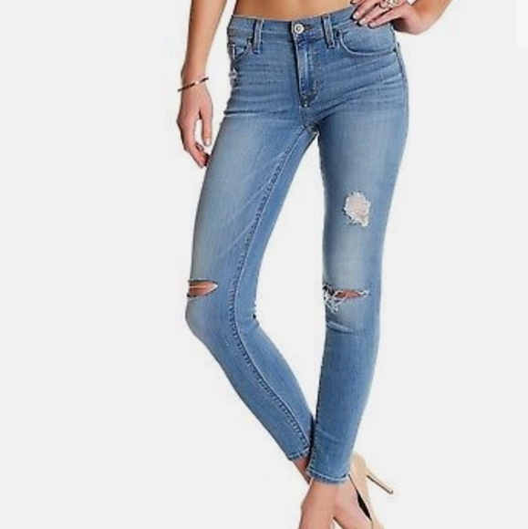 HUDSON KRISTA ANKLE SUPER SKINNY-STRETCH JEANS DISTRESSED - Picture 2 of 6